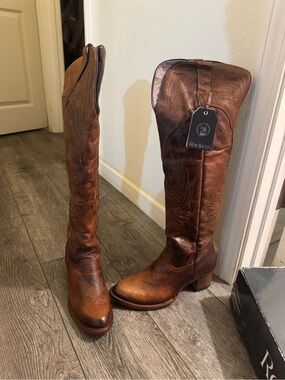 Rock'em Women's Tall knee high Brown western Leather Boots size 10